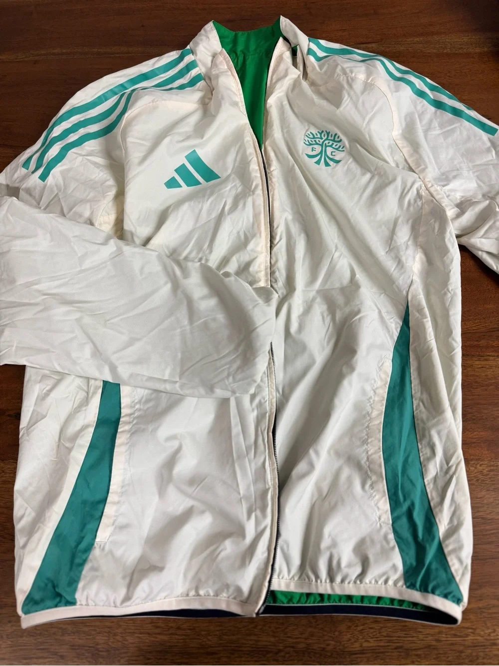 Brand New-Adidas White Austin FC 2025 Anthem Reversible Full-Zip Jacket